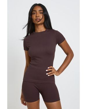 Boohoo Contour Ribbed Seamless Cycling Short - Purple