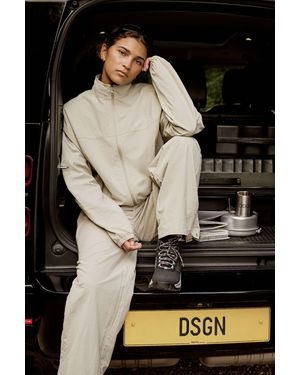 DSGN Studio Sport Nylon Funnel Neck Zip Through Jacket - Black