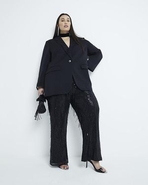 River Island Trousers Plus Sequin Tailored Fringe - Blue