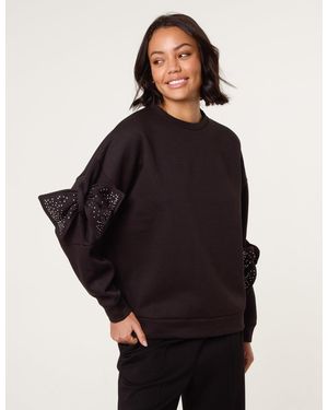 Blue Vanilla Bow Sleeve Sweatshirt - Black