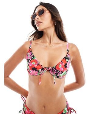 Boux Avenue Floral Underwire Bikini Top - Red