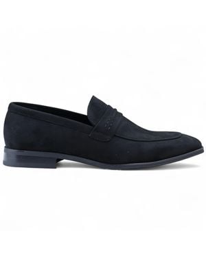 Infinity Leather Suede Moccasin Loafers Smart Slip-On Shoes Faux Leather - Blue