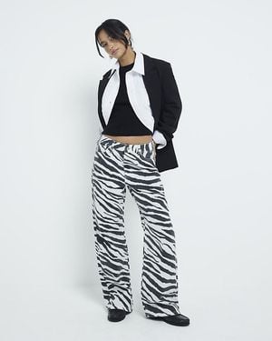 River Island Petite Zebra Relaxed Straight Jeans - White