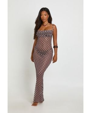 Boohoo Beachwear Essentials Polka Dot Maxi Dress - Brown