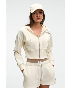 Grimelange Hooded Crop Zip Sweatshirt - Natural