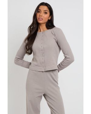 Urban Bliss Long Sleeved Button Front Top - Grey