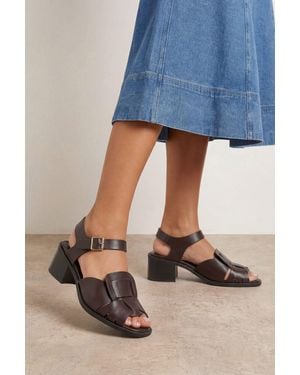 Oasis Ellie Faux Leather Block Heel Fishermen Sandals - Blue