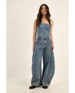 Nasty Gal Seam Detail Balloon Leg Denim Jean - Blue