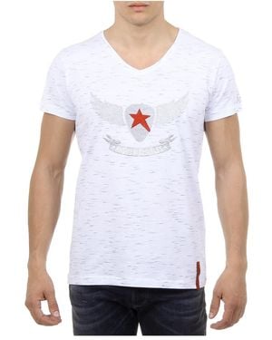 Andrew Charles by Andy Hilfiger T-Shirt Short Sleeves V-Neck Connor - White