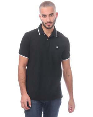 Original Penguin Polo Met Piqué Streepjes (zwart)