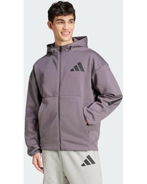 adidas Z.N.E. Full-Zip Hooded Track Jacket - Purple