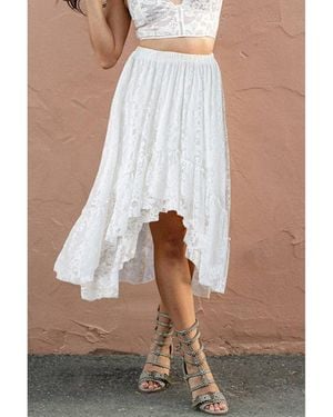 Azura Exchange Witte Kant Rimpel Hoge-laag Zoom Midi Rok