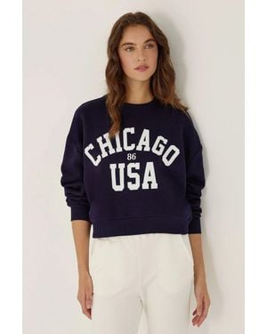 Hiccup Relaxed Fit Printed Sweatshirt - Blue