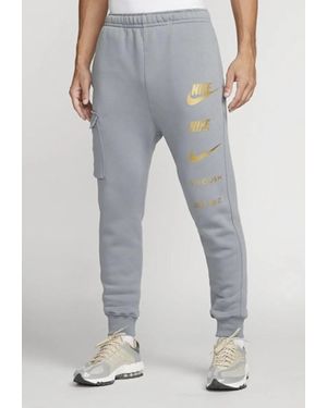 Nike Multi Logo Sportswear Fleece Joggers - Grey