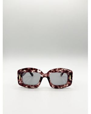 SVNX Oversized Chunky Rectangle Sunglasses - Metallic