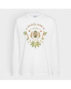 CASABLANCA Joyaux D'Afrique Tennis Club Long Sleeve T-Shirt Cotton - White