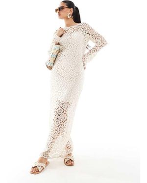 NA-KD Crochet Maxi Dress With Scoop Back - White