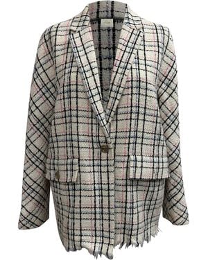 Maje Tweed Geruite Blazer Van Katoen - Zwart