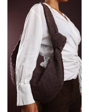 Where's That From Wheres 'Aqua' Knotted Strap Woven Shoulder Bag - Brown