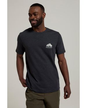 Mountain Warehouse 'Adventure Mountain' T-Shirt Cotton Sun Protection Summer Tee - Blue