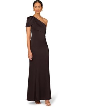 Adrianna Papell Mermaid Gown With One Shoulder - Brown