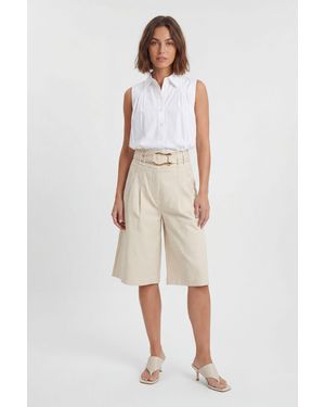 Karen Millen Tailored Top Stitch Detail Bermuda Culotte - Natural