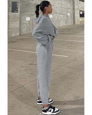 Azura Exchange Grijze Effen Drop Shoulder Hoodie En Joggingbroek Set Activewear - Grijs