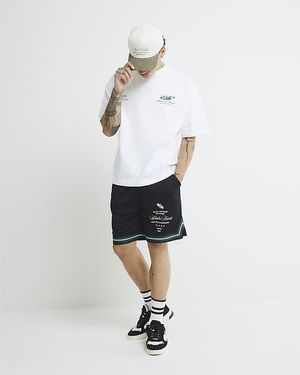 River Island T-Shirt Oversized Fit Montreal Racing Cotton - White