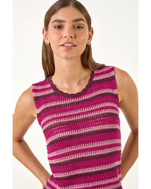 Roman Shimmer Stripe Knit Vest - Purple