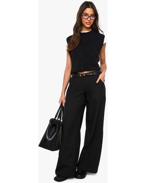 Boohoo Low Rise Wide Leg Trousers - Black