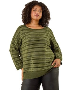 Roman Curve Crochet Stripe Knit - Green