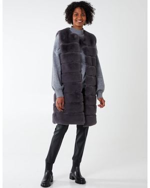 Blue Vanilla Lucie -Pelted Faux Fur Gilet - Blue