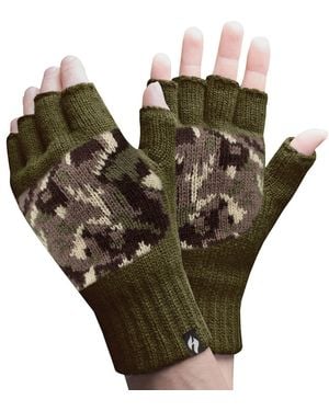Heat Holders Warm 3.2 Tog Fleece Lined Winter Thermal Fingerless Gloves - Green