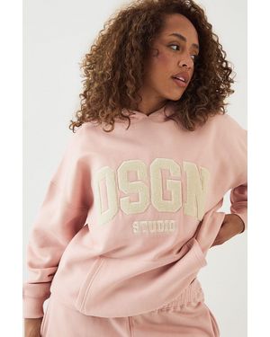 DSGN Studio Towelling Applique Oversized Hoodie - Natural