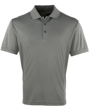 PREMIER Coolchecker Pique Short Sleeve Polo T-Shirt (Dark) - Grey