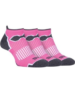 Storm Bloc 3 Pack Ladies Short Ankle Running Sports Socks With Arch Support - Pink