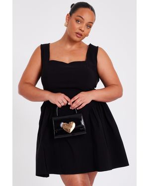 Quiz Curve Drop Waist Mini Dress Viscose - Black