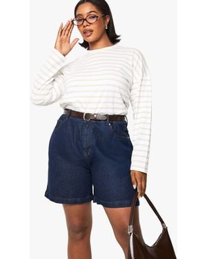 Boohoo Plus Boyfriend Denim Short - Blue