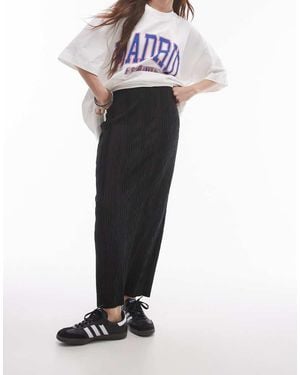 TOPSHOP Plisse Midi Skirt - Black