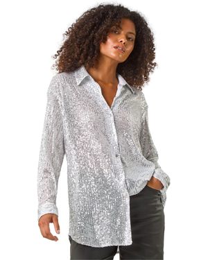 D.u.s.k Sequin Button Through Blouse - White