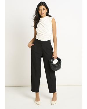 Gini London Ankle Grazer Cigarette Tailoring Trousers - Black