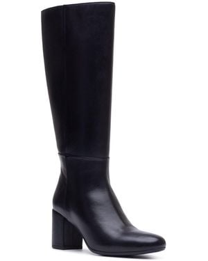 Hush Puppies Oprah Long Leather Heeled Knee High Boots - Black