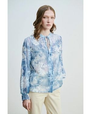 GUSTO Embroidered Blouse - Blue