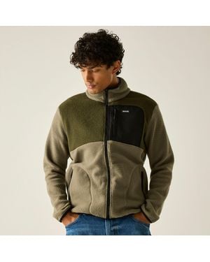 Regatta Frankie Colour Block Borg Fleece Jacket (Smokey/Dark Khaki) - Green