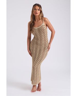 Urban Bliss Crochet Stripe Maxi Dress - Metallic