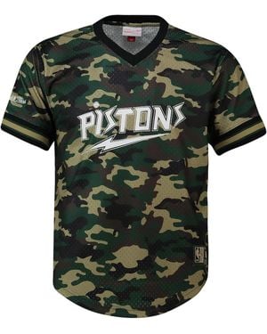 Mitchell & Ness Nba Detroit Pistons Camo Mesh T-Shirt - Green