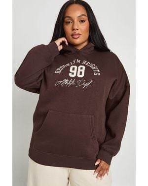 Boohoo Plus Brooklyn Heights 98 Oversized Hoodie - Brown