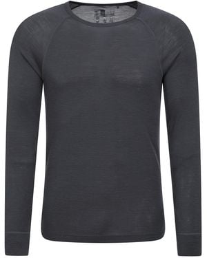 Mountain Warehouse Merino Thermal Baselayer Top Long Sleeve Hiking Winter Pullover Wool - Black