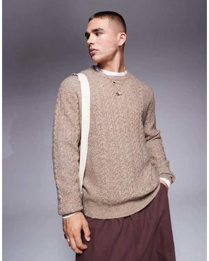 ASOS Relaxed Slouchy Crew Neck Cable Knitted Jumper - Multicolour