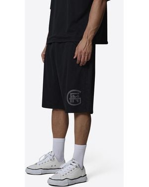 Good For Nothing Monogram Double Layered Mesh Jersey Shorts - Black